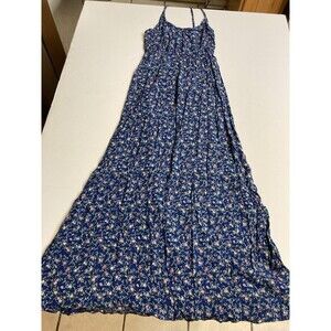 Connection Women’s Blue Pink Green Floral Strappy Sleeveless Maxi Dress S